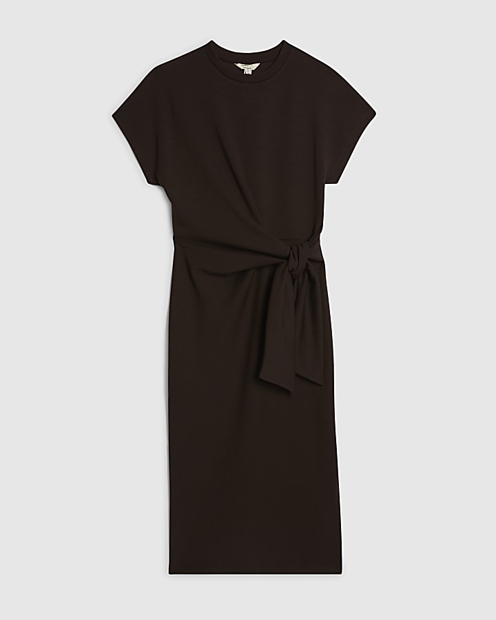 Petite Brown Premium Knot Midi Dress