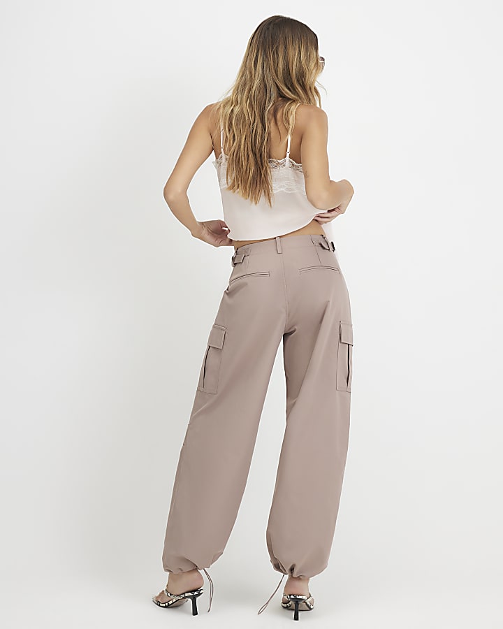 Beige Multi Pocket Utility Cargo Trousers