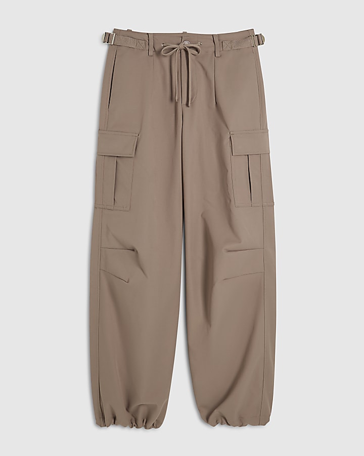 Beige Multi Pocket Utility Cargo Trousers