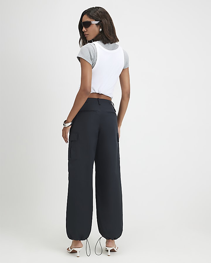 Navy Multi Pocket Utility Cargo Trousers