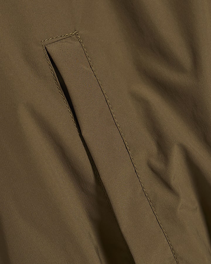 Khaki Nylon Hooded Jacket