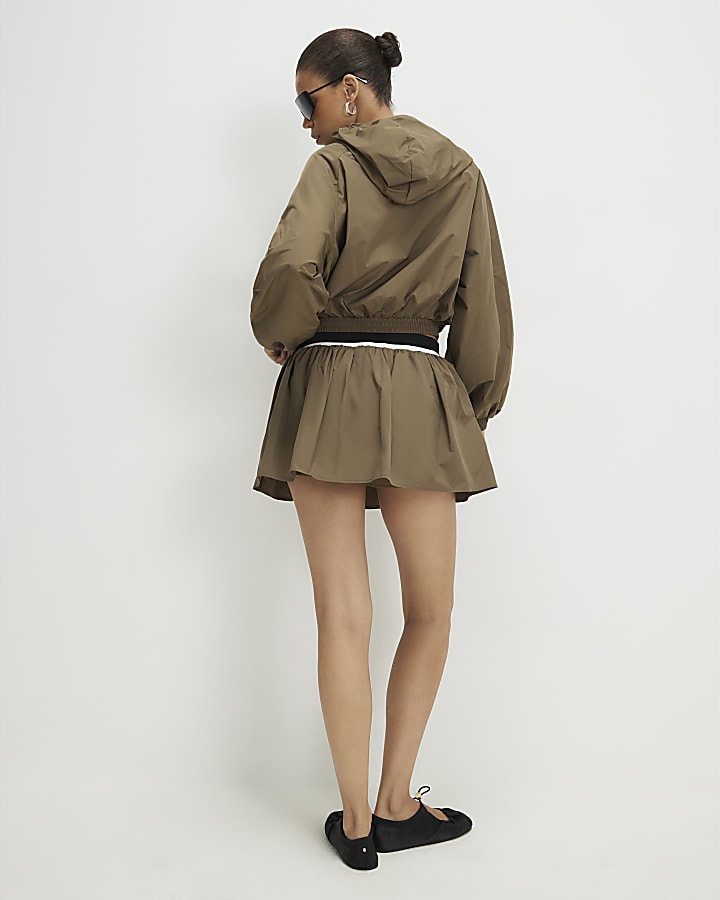 Khaki Nylon Skort