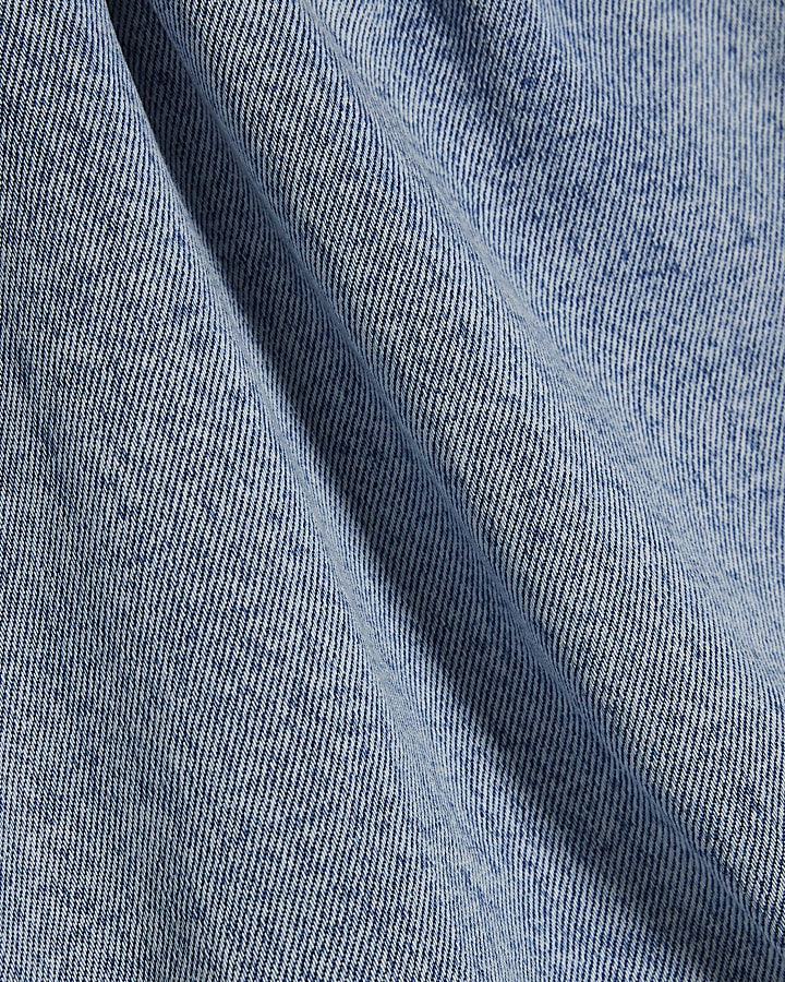 Blue Bubble Hem Denim Top