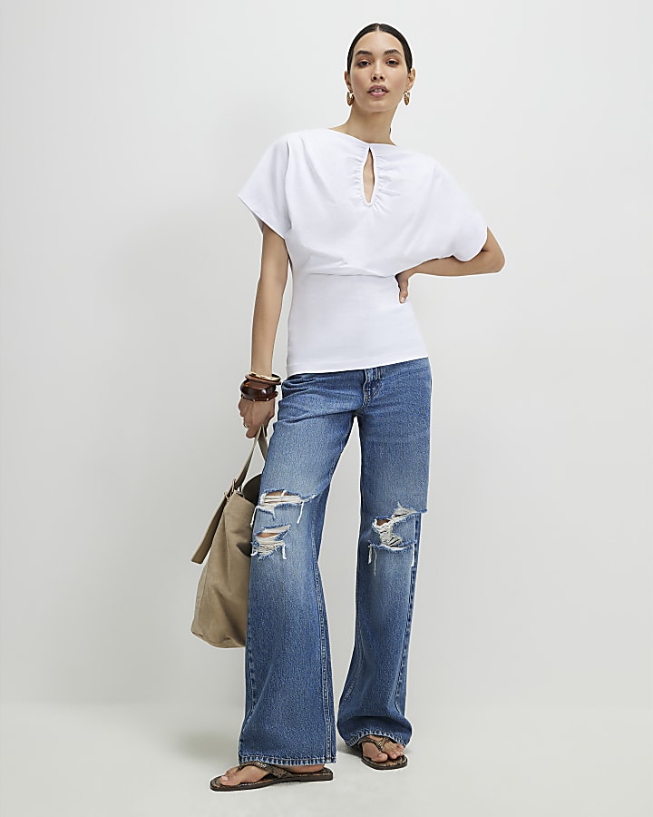 White Angel Sleeve Cut Out T-Shirt