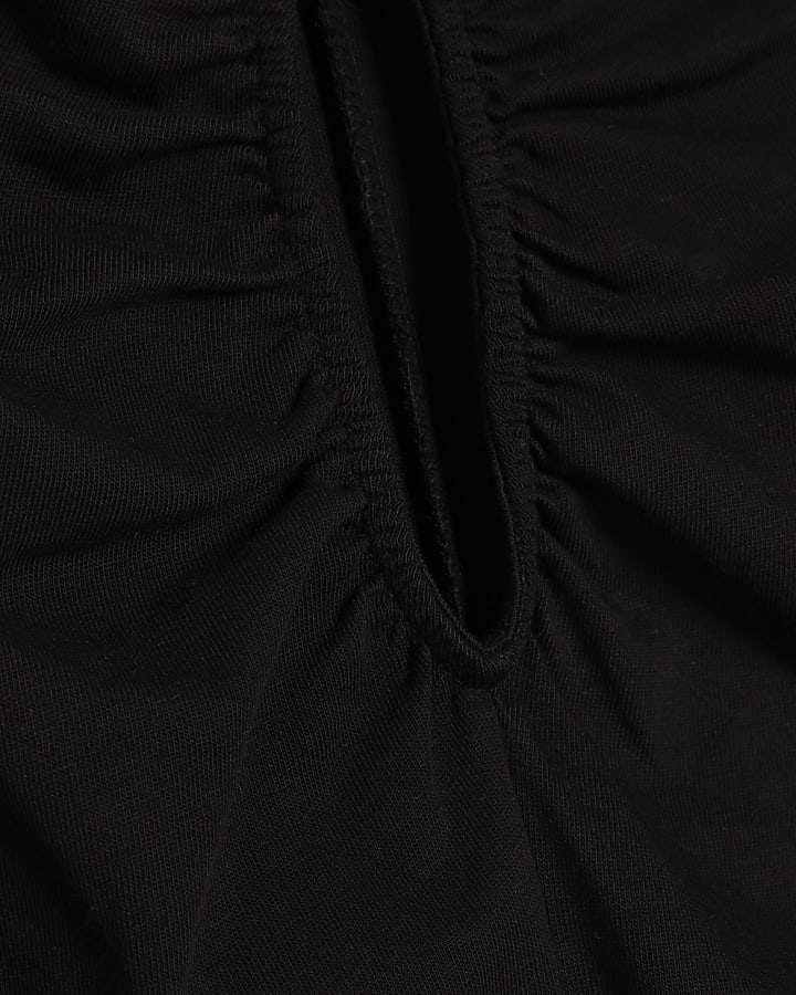 Black Short Angel Sleeve Cut Out Dress