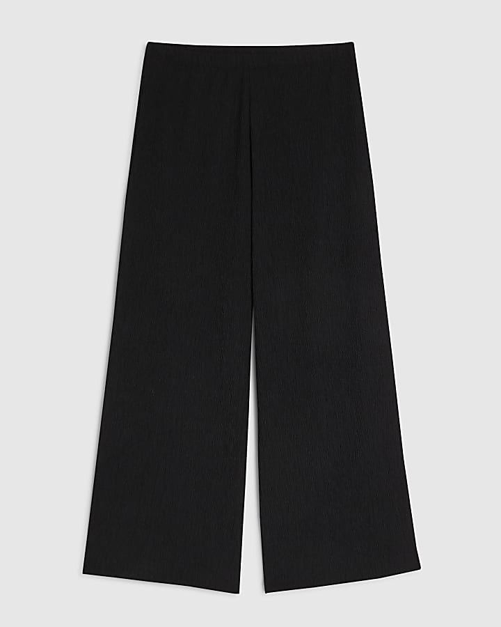 Black Pull On Textured Culottes