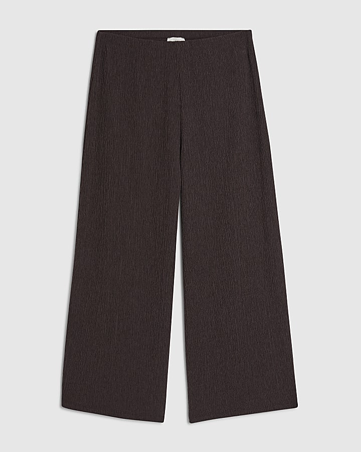 Petite Brown Pull On Textured Culottes
