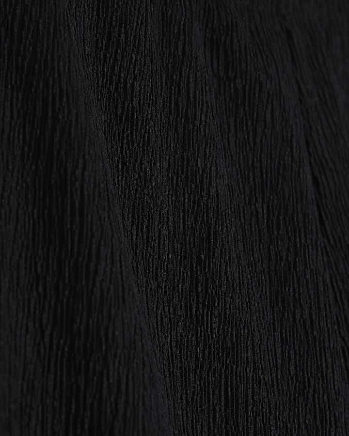 Petite Black Pull On Textured Culottes