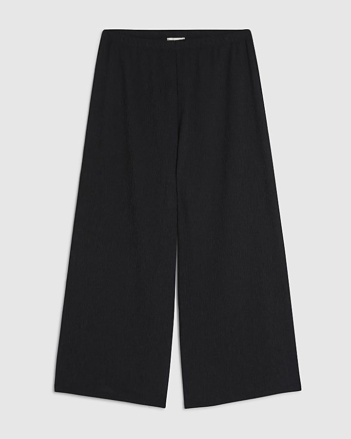 Petite Black Pull On Textured Culottes