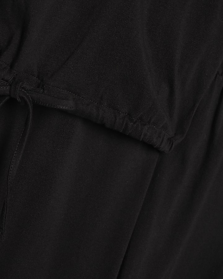 Black Bubble Hem Jersey Loungewear Set