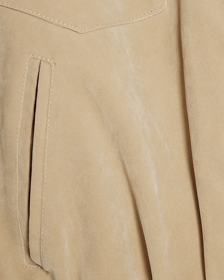 Cream Faux Suede Classic Bomber Jacket