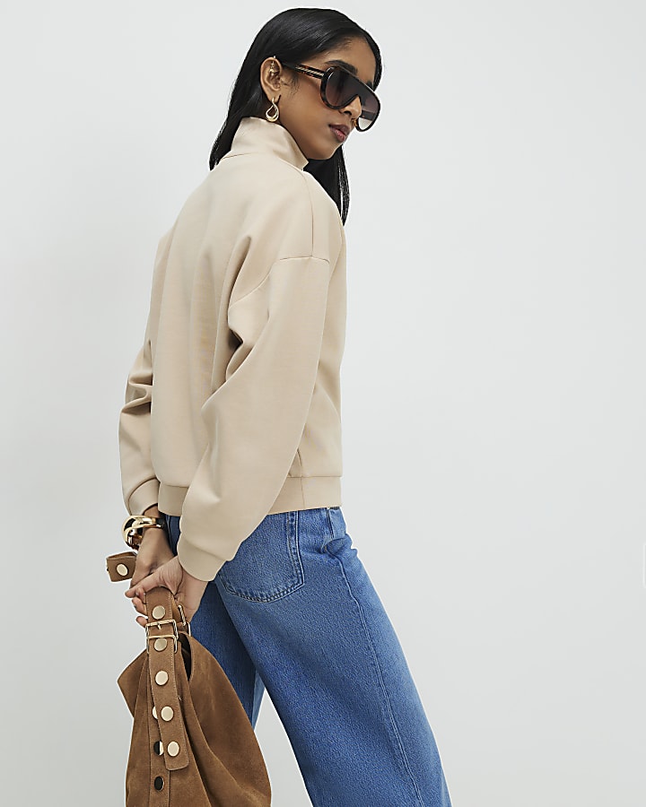 Beige Premium Half Zip Top