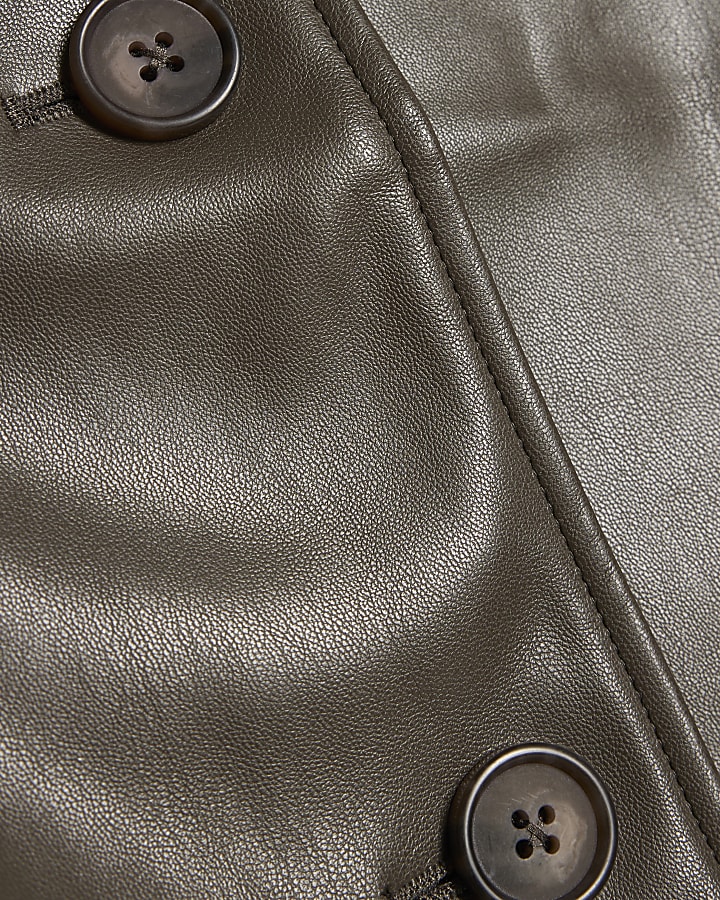 Grey Funnel Neck Cropped Trench Coat