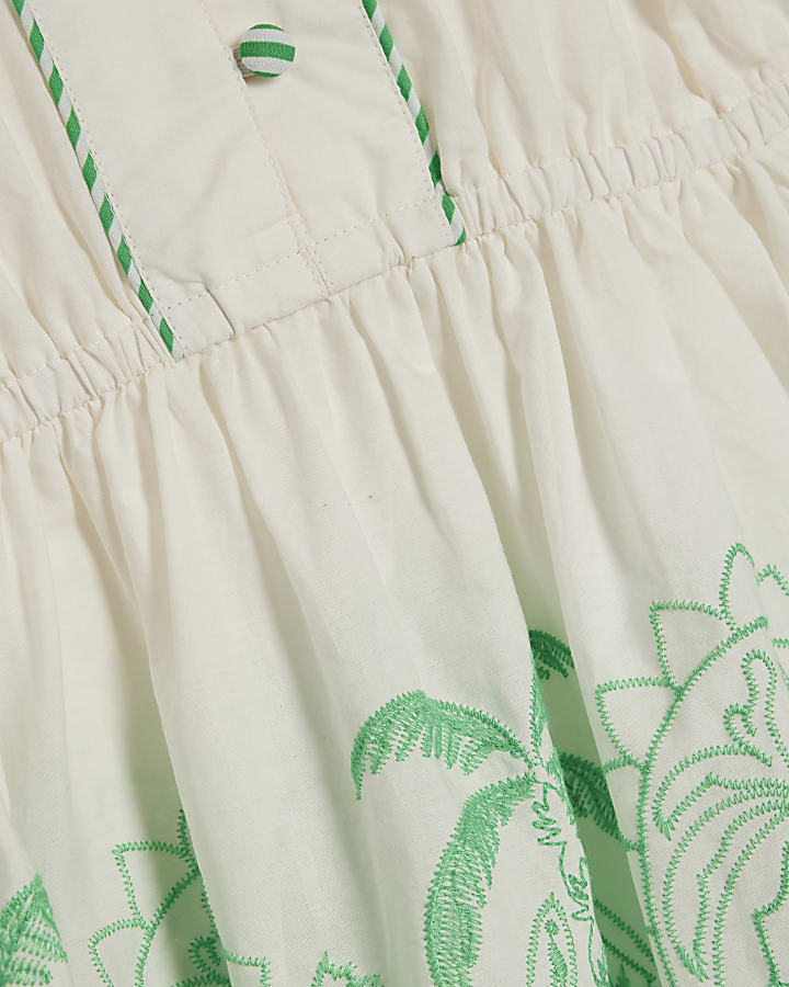 White Cotton Embroidered Hem Blouse