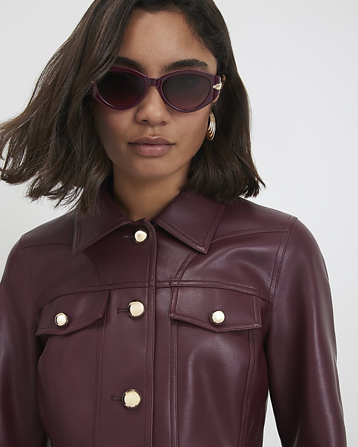 Red Peplum Hem Button Through Jacket