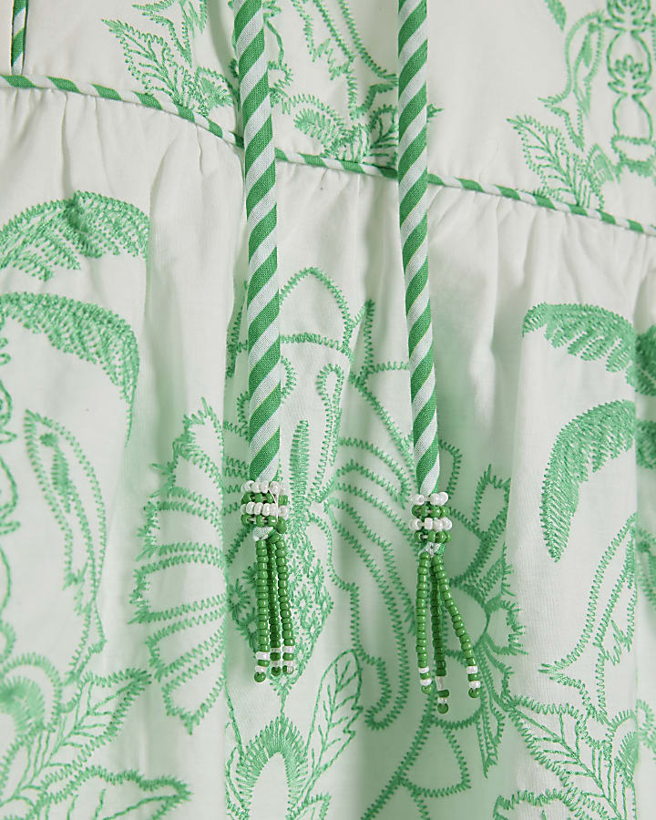 White Cotton Embroidered Mini Dress