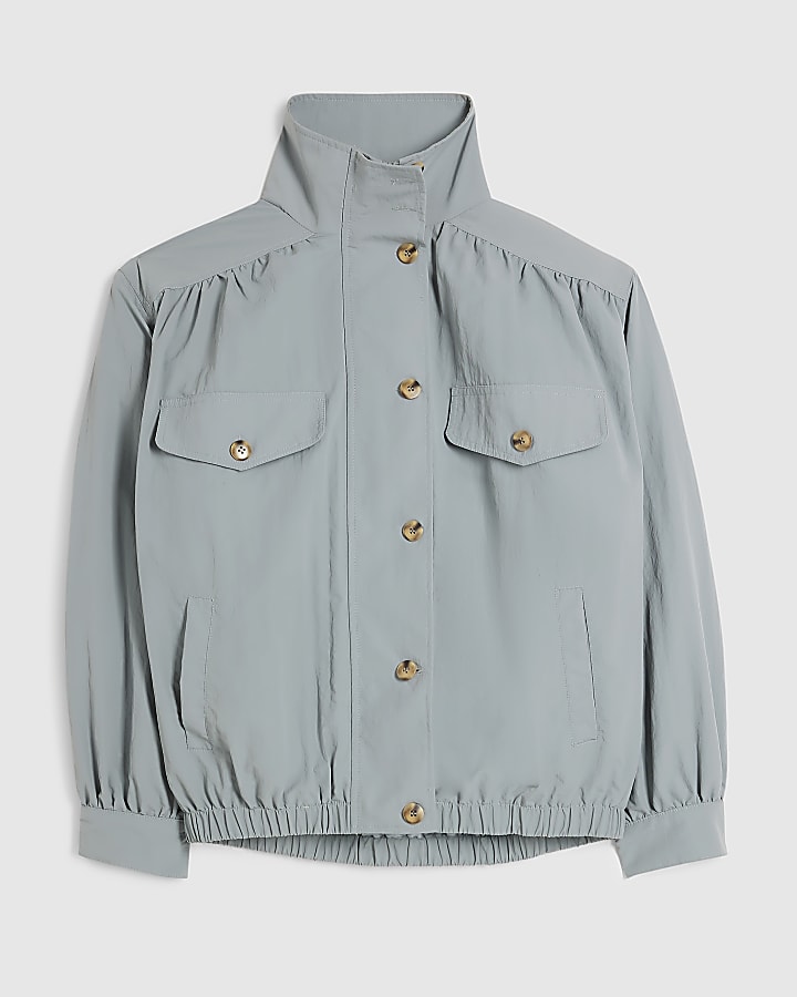 Blue chest pocket bomber jacket