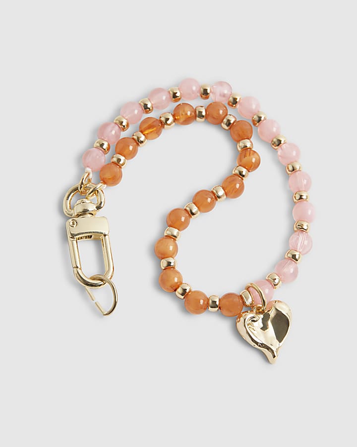 Pink Bead Charm Phone Chain