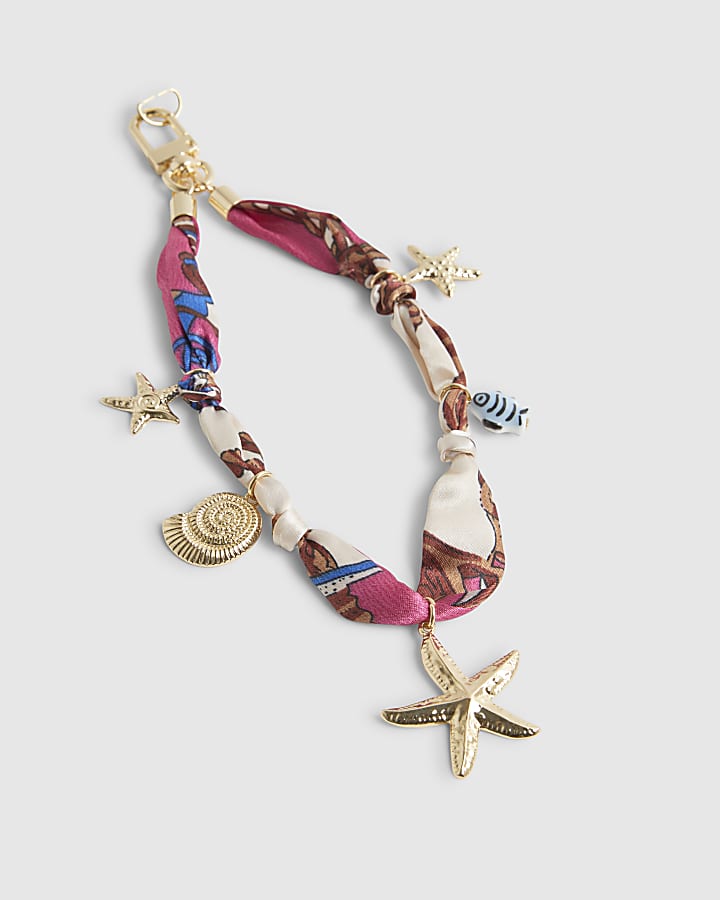 Pink Seashell Charm Phone Chain