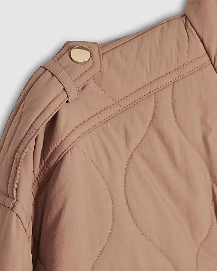 Pink Quilted Bomber Jacket