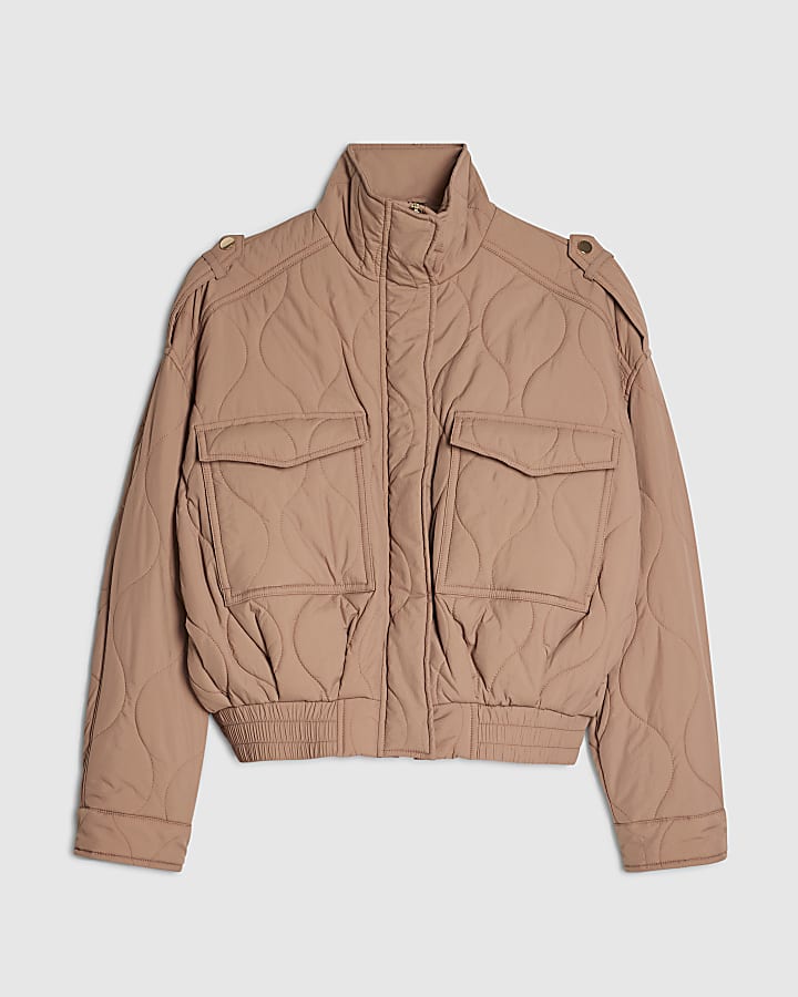 Pink Quilted Bomber Jacket