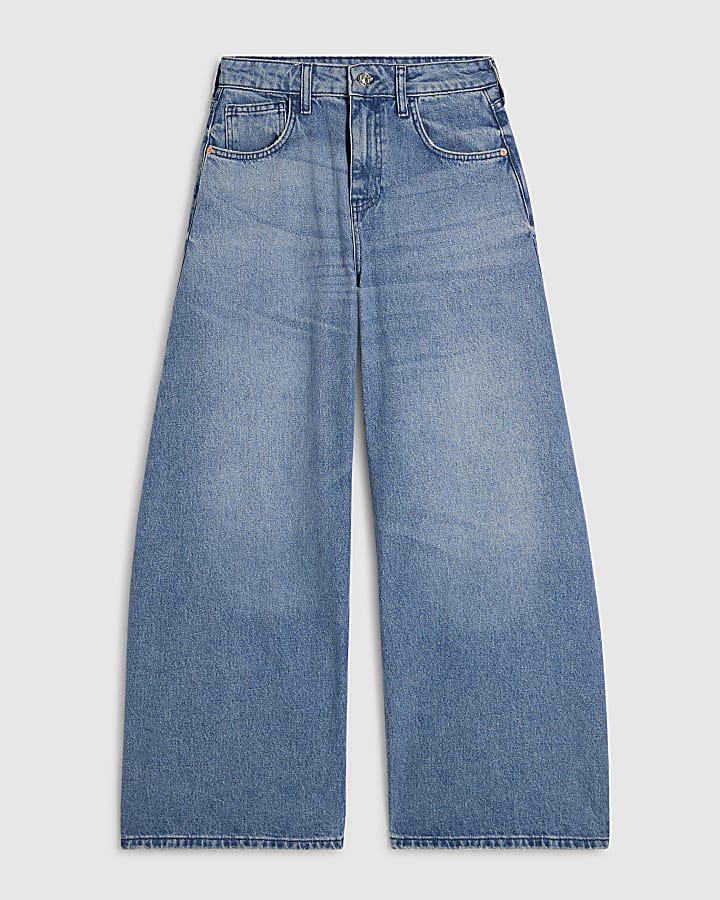 Blue Horseshoe Barrel Leg Jeans
