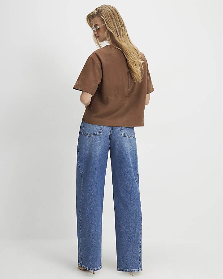 Blue Oversized Barrel Leg Jeans