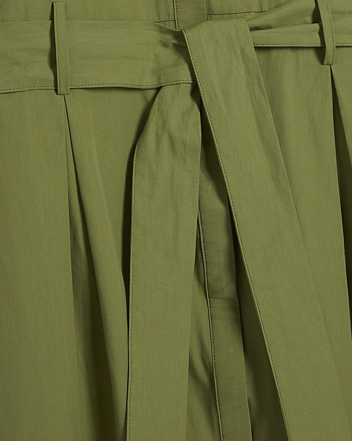 Khaki Short Sleeve Midi Shirt Dress