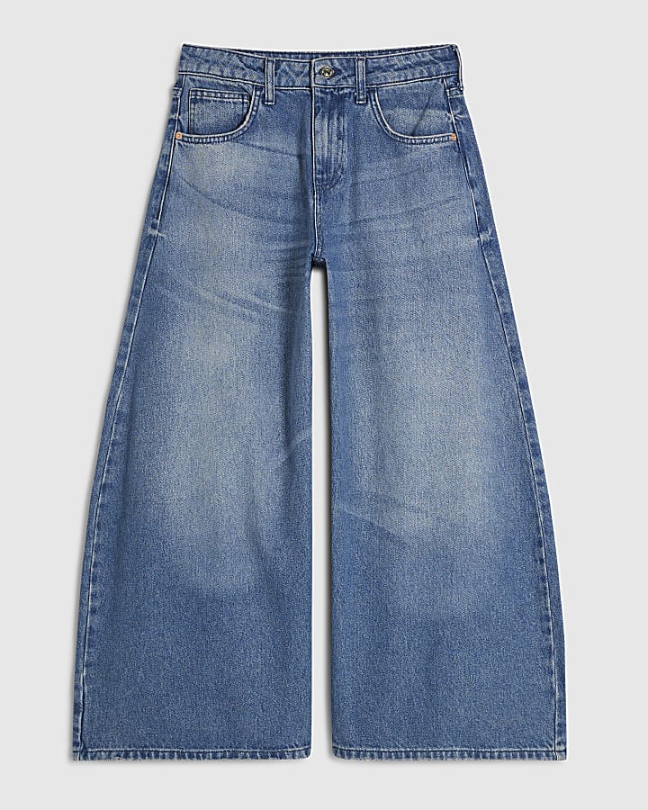 Petite Blue Horseshoe Barrel Leg Jeans