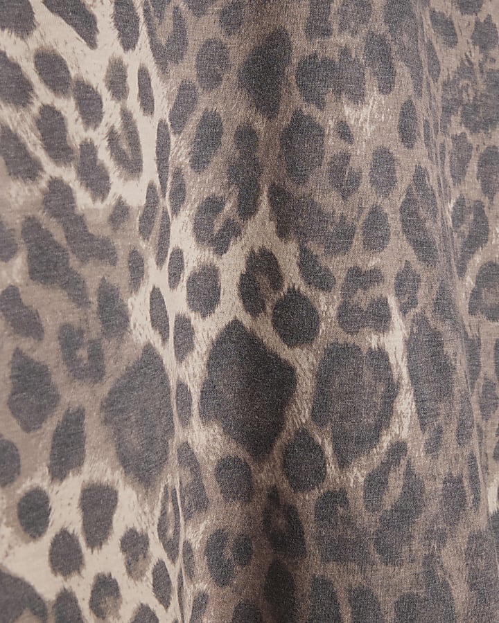 Beige Leopard Print Boxy T-Shirt