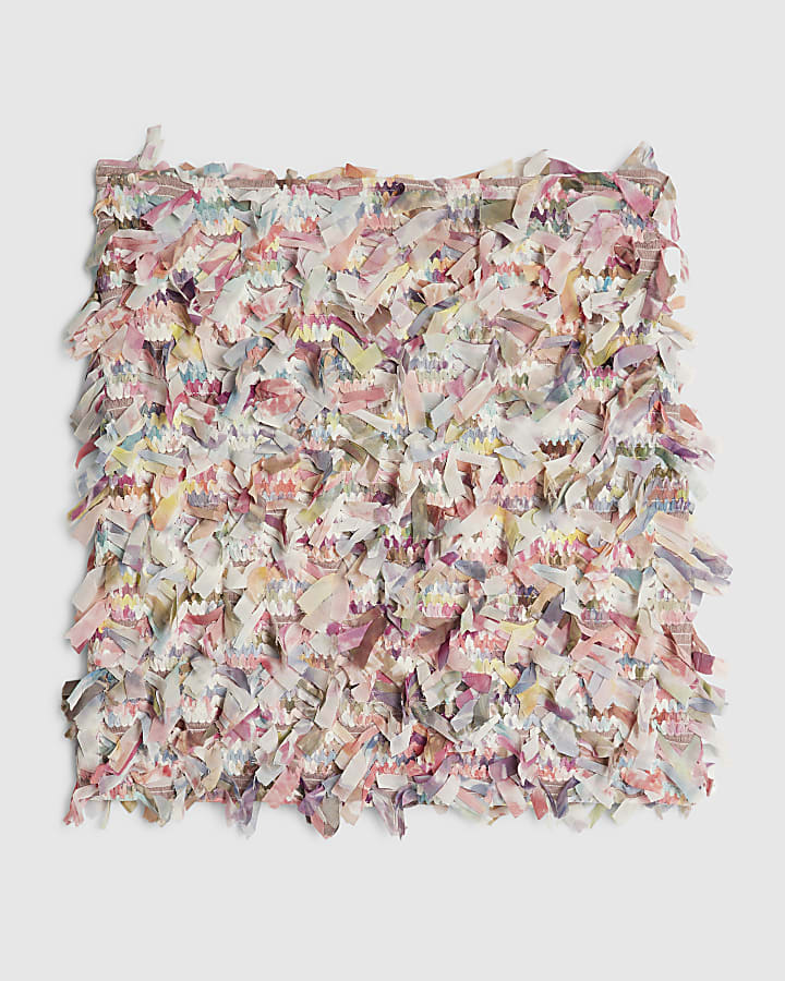 Pink Textured Confetti Mini Skirt