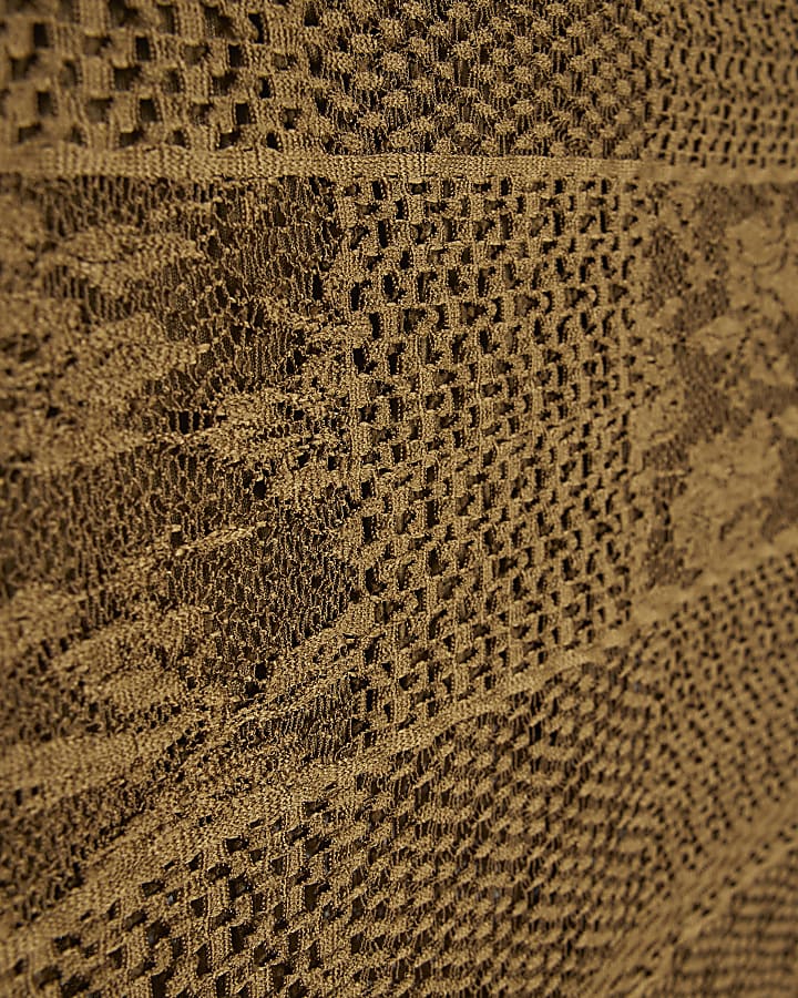 Petite Khaki Lace Midi Skirt