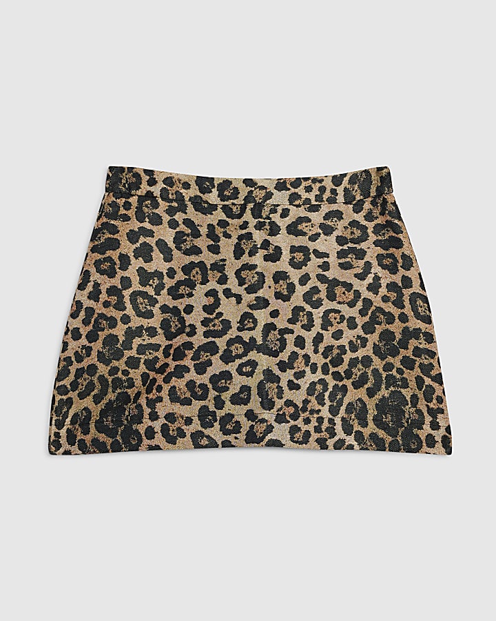 Brown Leopard Print Mini Skirt