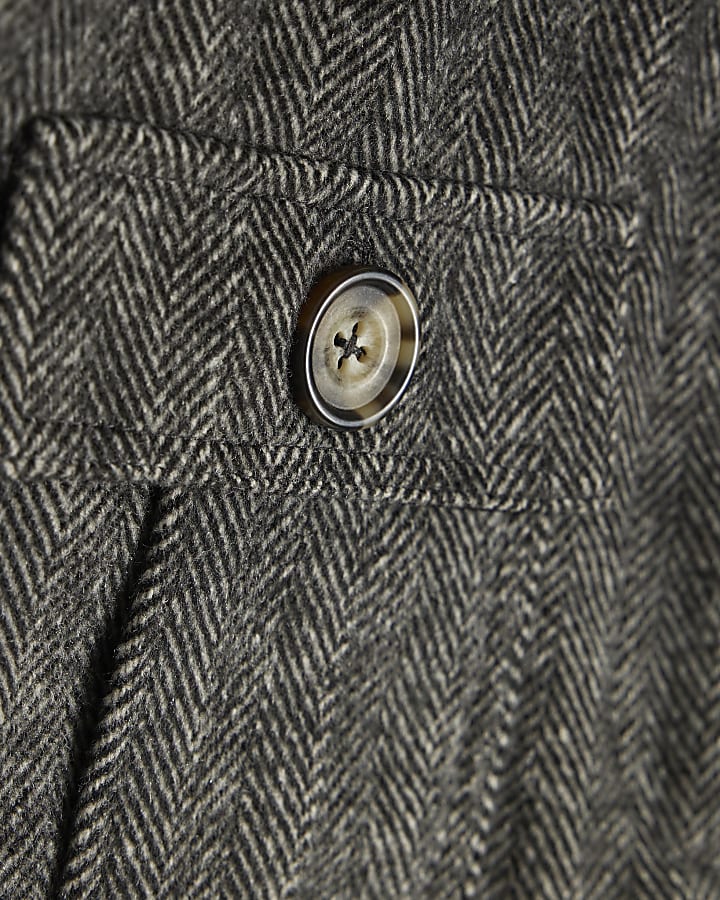 Grey Herringbone Micro Shorts