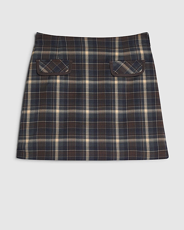 Blue Check A-line Mini Skirt