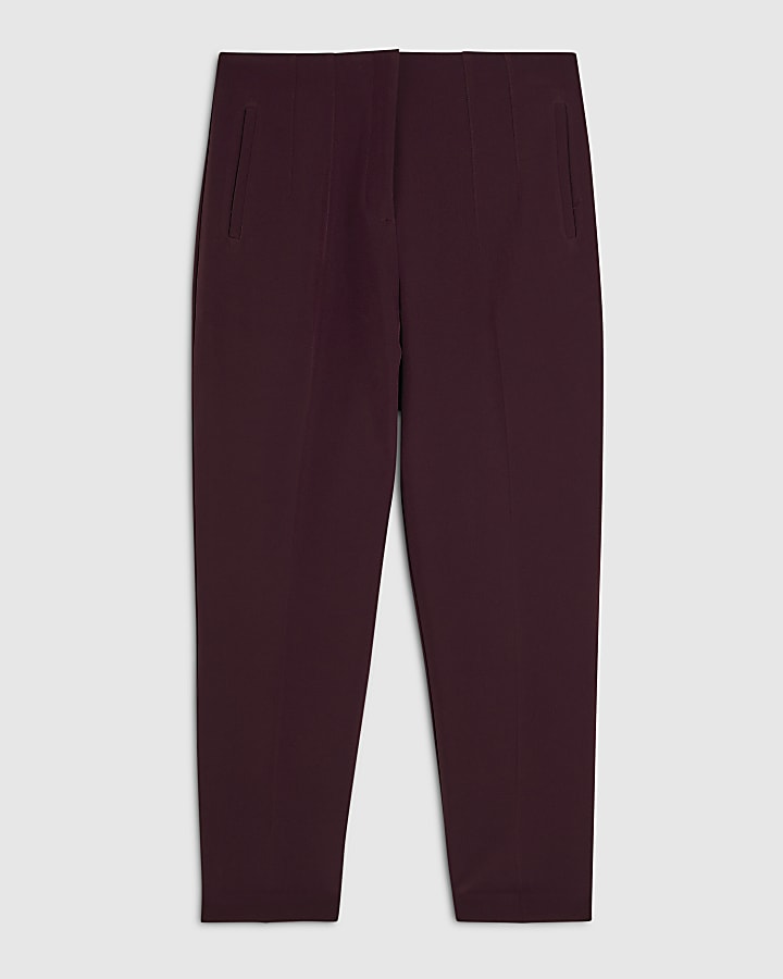 Purple High Waisted Cigarette Trousers