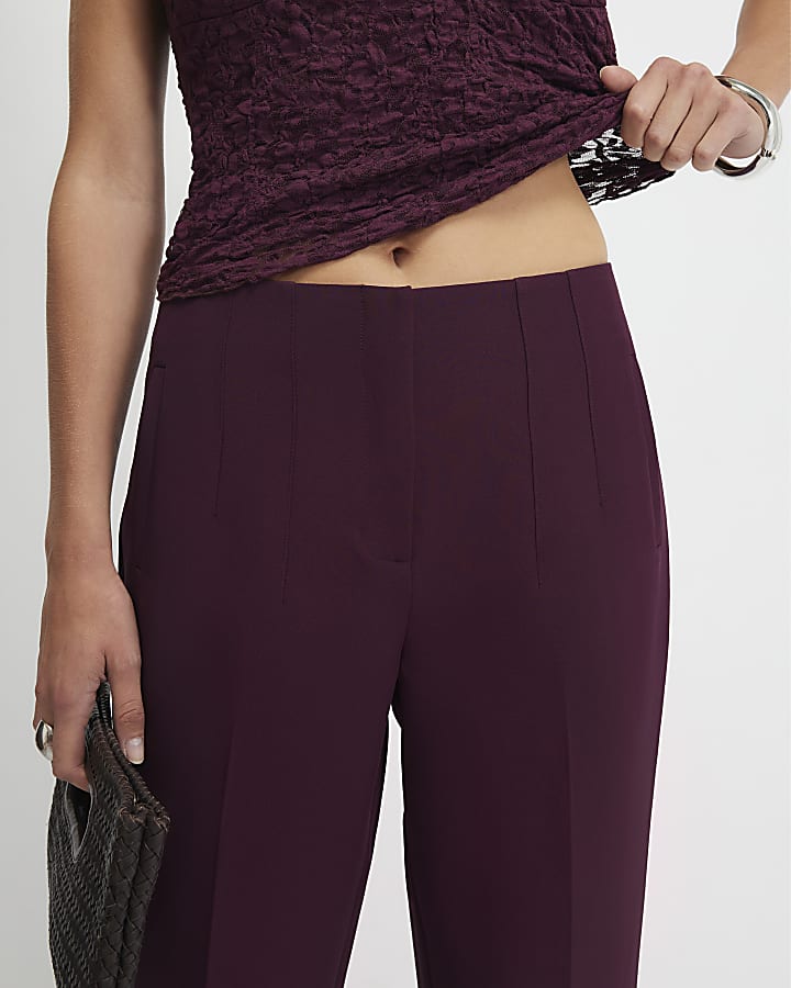 Purple High Waisted Cigarette Trousers