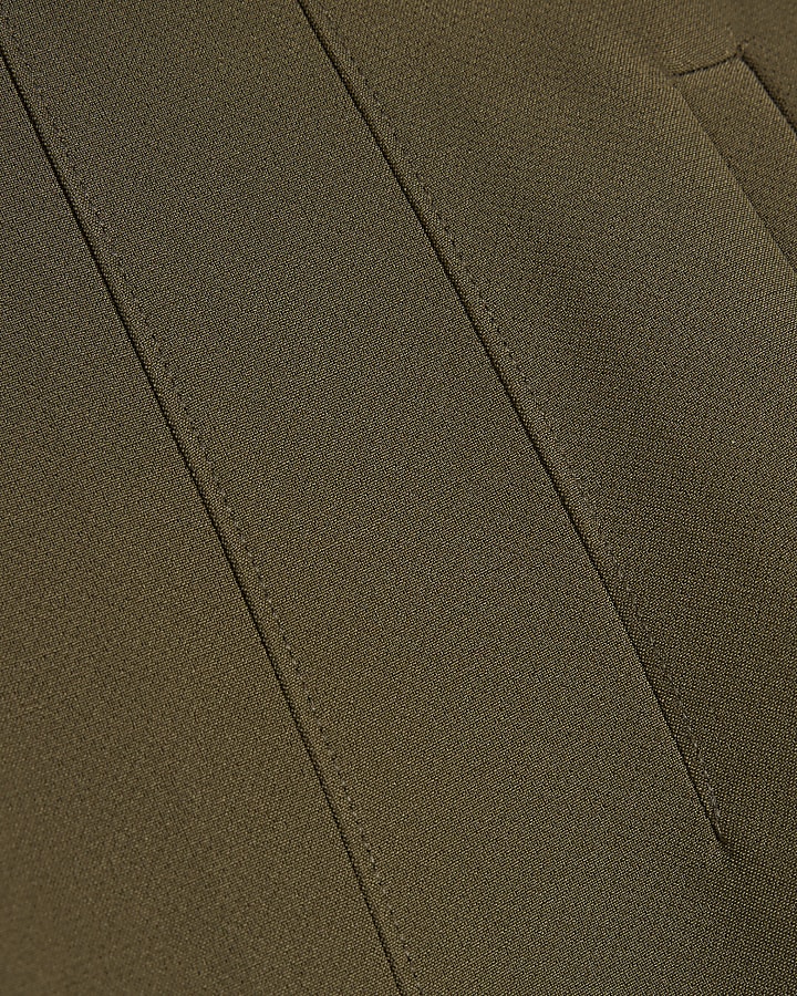 Khaki High Waisted Cigarette Trousers