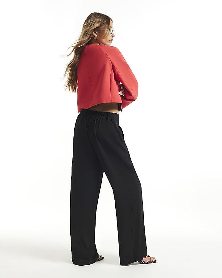 Black Smart Wide Leg Joggers