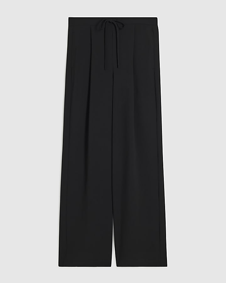 Black Smart Wide Leg Joggers