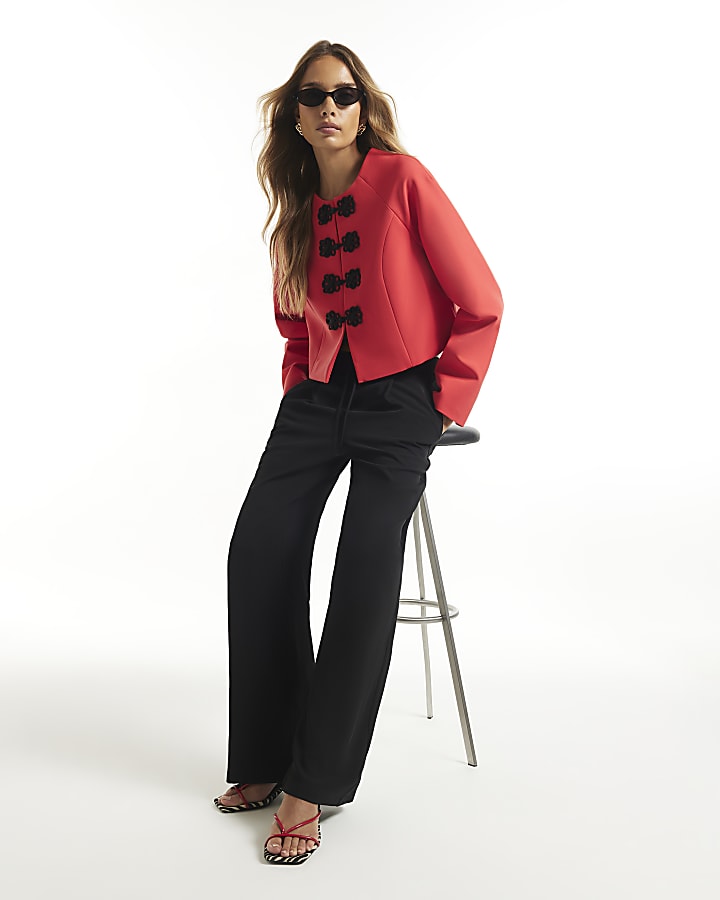 Black Smart Wide Leg Joggers