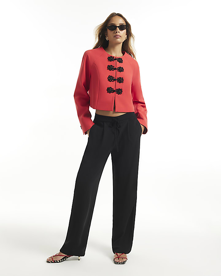 Black Smart Wide Leg Joggers