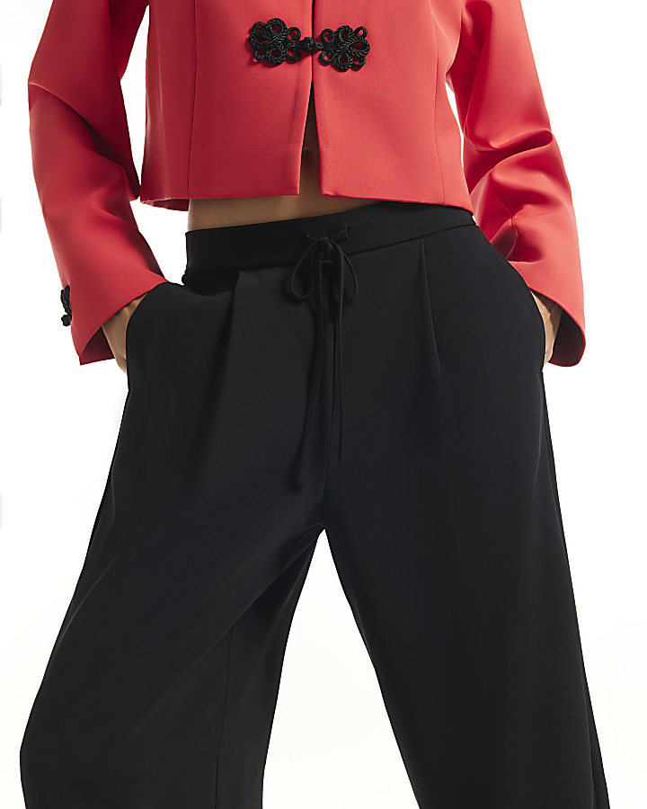 Black Smart Wide Leg Joggers