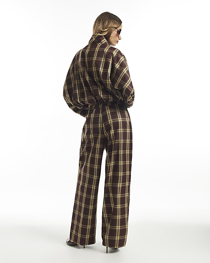 Red Check Wide Leg Trousers