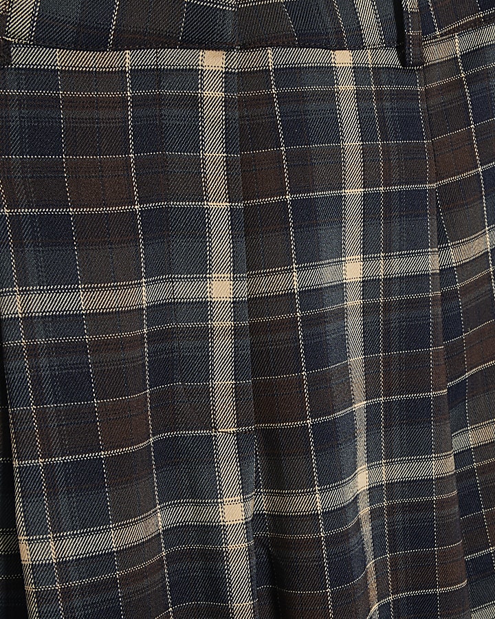 Blue Check Wide Leg Trousers