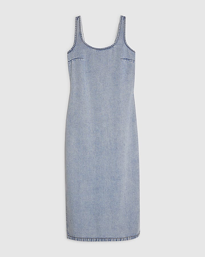 Blue Denim Midi Slip Dress