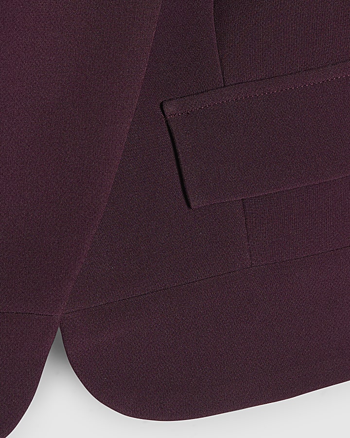 Red Collared Asymmetric Placket Jacket