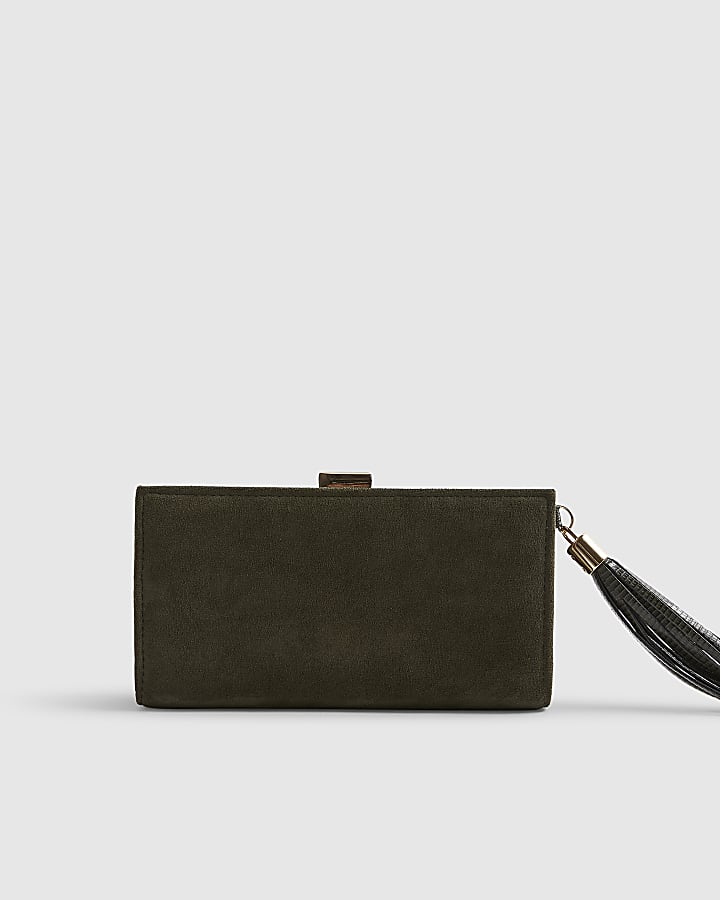 Green Front Lock Tassel Purse