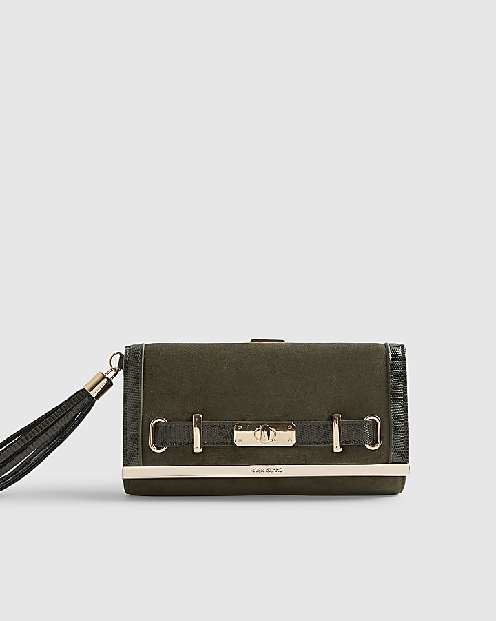 Green Front Lock Tassel Purse