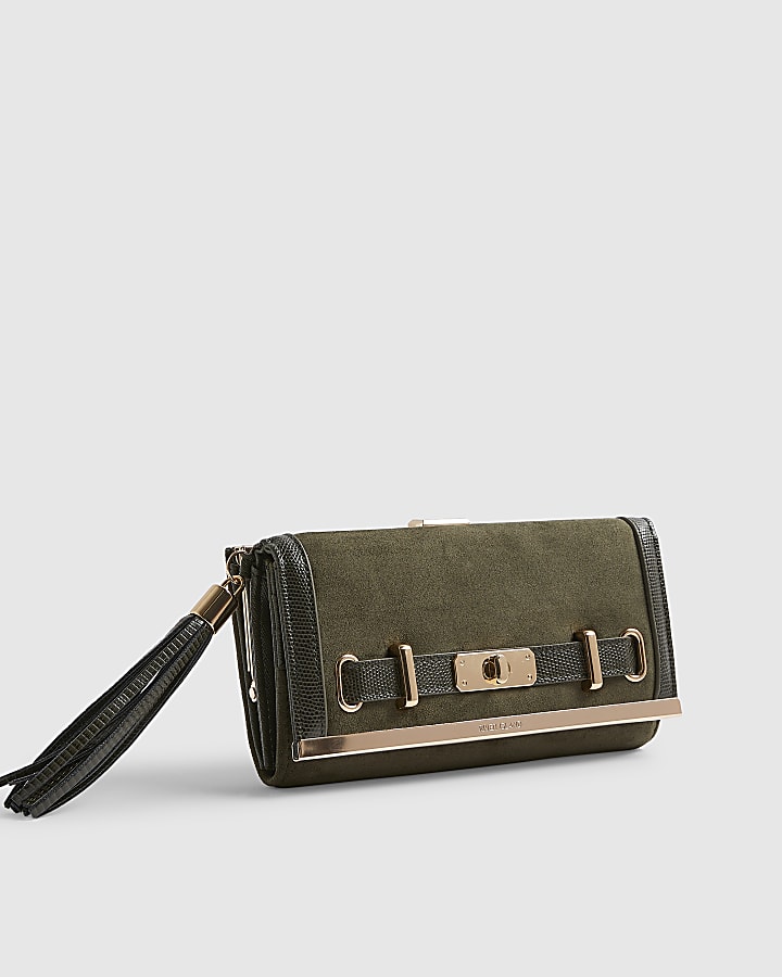 Green Front Lock Tassel Purse